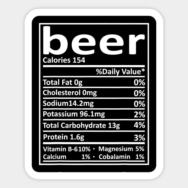 Beer Nutrition Thanksgiving Costume Food Facts Xmas Gifts Sticker by FONSbually